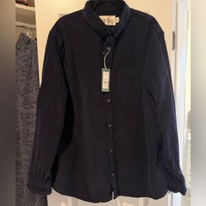 Alpine Design Men's Casual Button Down corduroy Shirt - deep navy.  NEW.  XXL